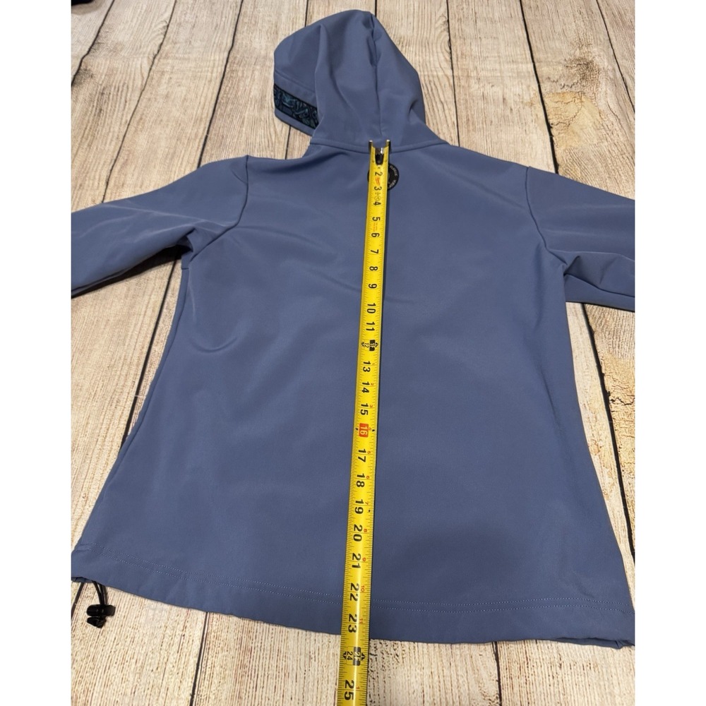 Copper River Fleece Blue Hooded Softshell Jacket Coat Cordova AK Sz S GTubH3 - Picture 6 of 8